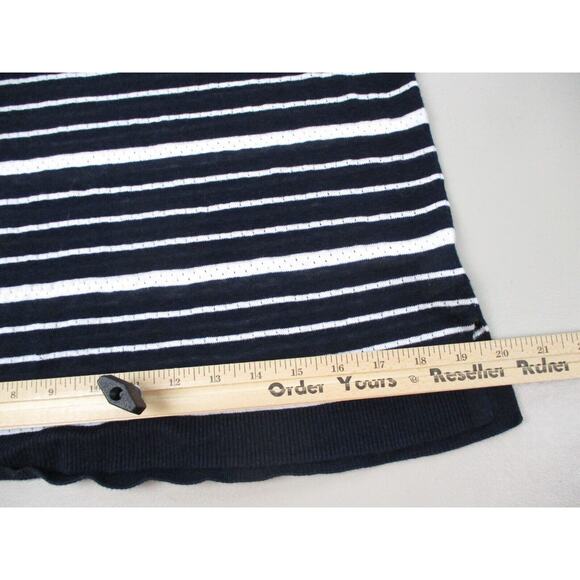 Talbots Linen Blend Sweater Womens Medium Striped Navy Blue White Nautical Light - Picture 11 of 14